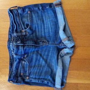 Y2K American Eagle Hi Rise Shortie Jean Denim Shorts Womans 4